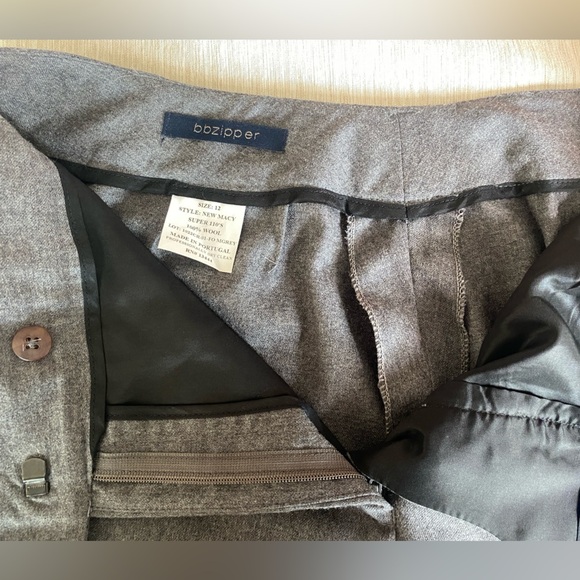 bbzipper New Macy 100% Wool Gray Dress Trousers Size 12 - Picture 4 of 14